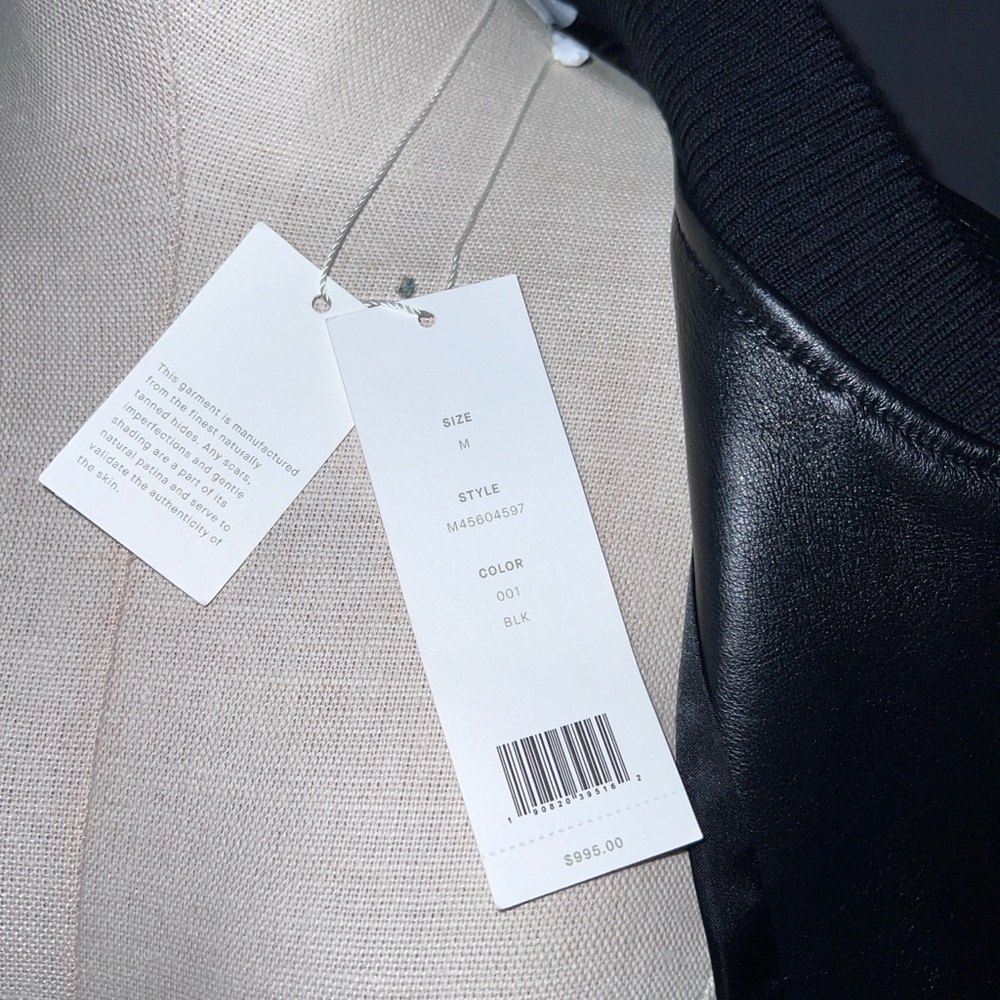 VINCE Men’s Leather Bomber Jacket In Black - Picture 5 of 16